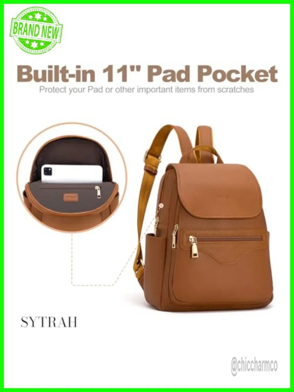 Faux Leather Mini Backpack Purse Built-In RFID Wallet Tablet Sleeve